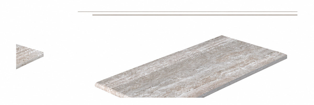 Serapool Silver Traverten Merdiven Kaymazı Sağ Bitiş 33x66x0,76 cm