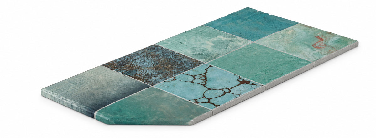 Serapool Piazza Turquoise Merdiven Kaymazı Sağ Bitiş 33x66x0,76 cm