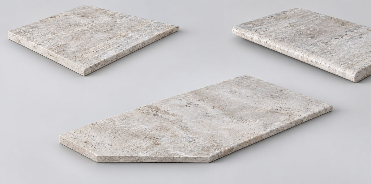 Serapool Silver Traverten Infinity Karo Tek Bitiş 33x66x0,76 cm