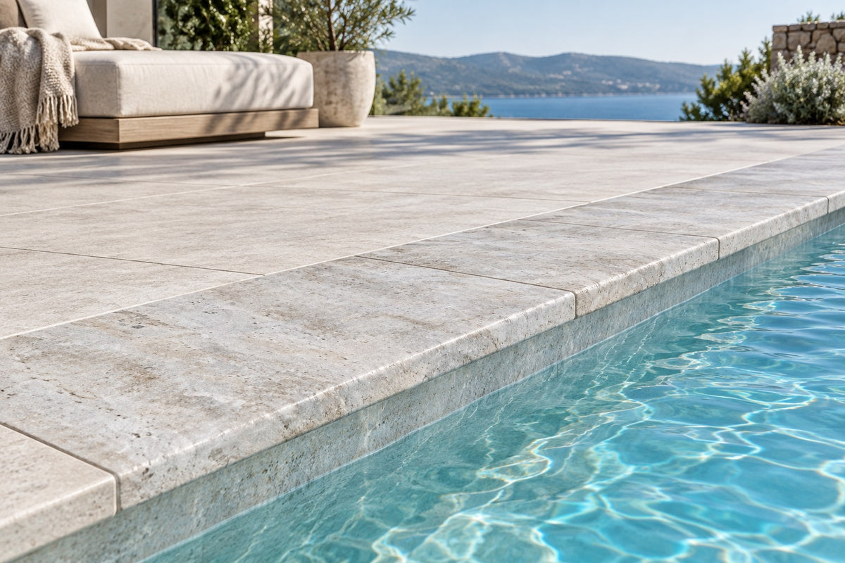 Serapool Silver Traverten Infinity Karo Tek Bitiş 33x66x1,80 cm
