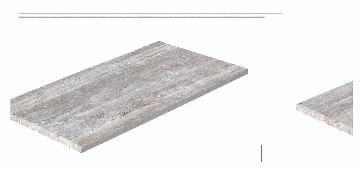 Serapool Silver Traverten Merdiven Kaymazı Sağ Bitiş 33x66x1,80 cm